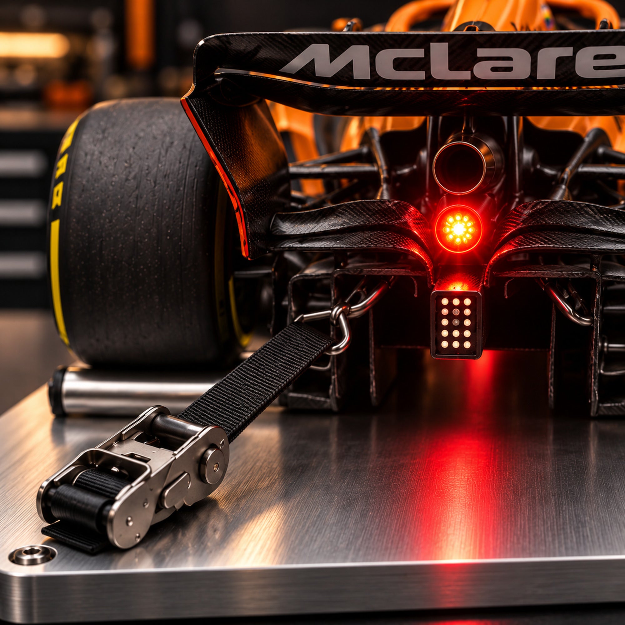 Close-up of the MCL40's rear light glowing