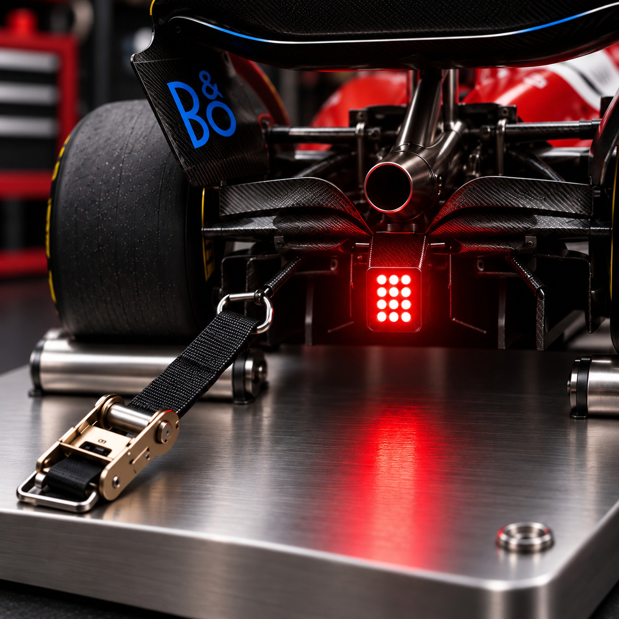 Close-up of the SF-26's rear light glowing